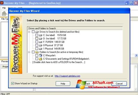 Petikan skrin Recover My Files untuk Windows 7