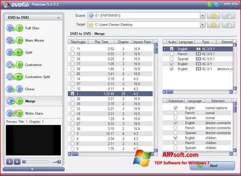 Petikan skrin DVDFab untuk Windows 7