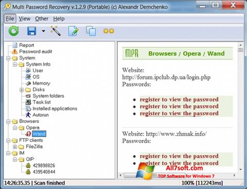 Petikan skrin Multi Password Recovery untuk Windows 7