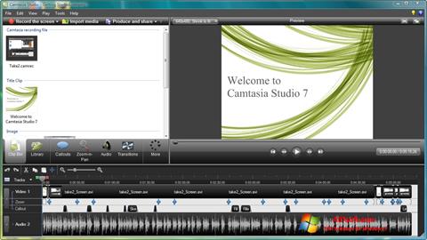 Petikan skrin Camtasia Studio untuk Windows 7