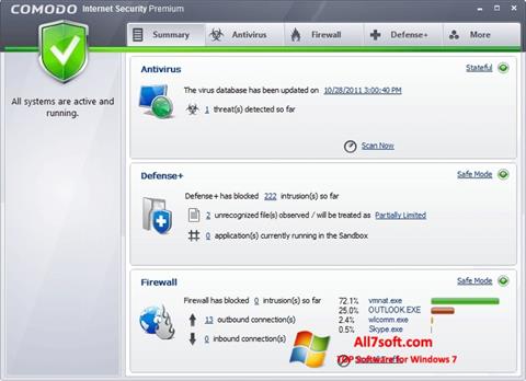 Petikan skrin Comodo Internet Security Premium untuk Windows 7