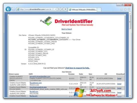 Petikan skrin Driver Identifier untuk Windows 7