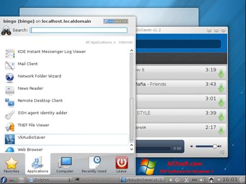 Petikan skrin VkAudioSaver untuk Windows 7
