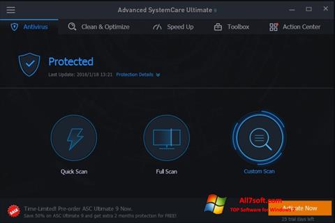 Petikan skrin Advanced SystemCare untuk Windows 7
