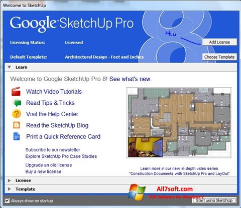 Petikan skrin Google SketchUp Pro untuk Windows 7