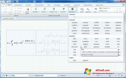 Petikan skrin MathCAD untuk Windows 7