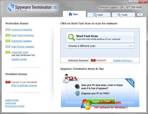Petikan skrin Spyware Terminator untuk Windows 7