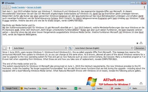 Petikan skrin QTranslate untuk Windows 7