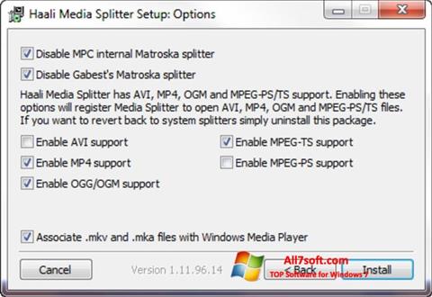 Petikan skrin Haali Media Splitter untuk Windows 7