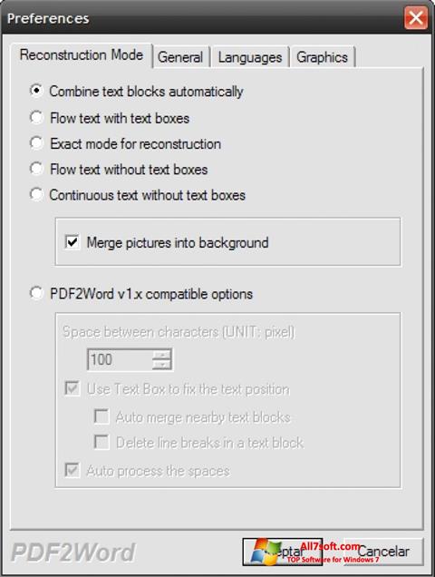 Petikan skrin PDF2Word untuk Windows 7