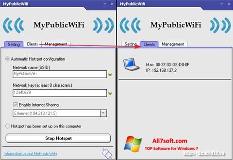 Petikan skrin MyPublicWiFi untuk Windows 7