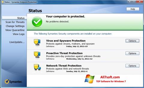 Petikan skrin Symantec Endpoint Protection untuk Windows 7