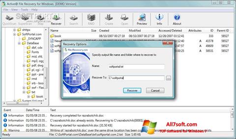 Petikan skrin Active File Recovery untuk Windows 7