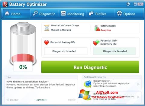 Petikan skrin Battery Optimizer untuk Windows 7