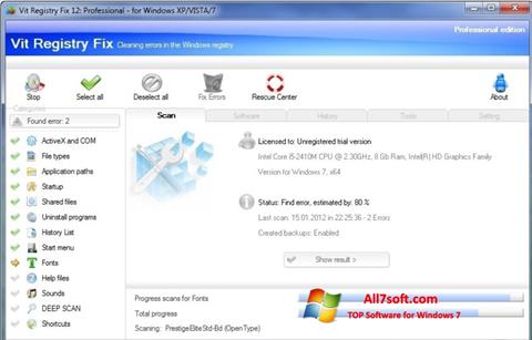 Petikan skrin Vit Registry Fix untuk Windows 7