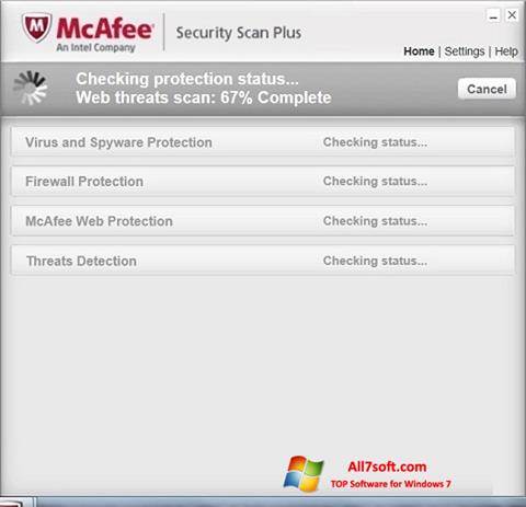 Petikan skrin McAfee Security Scan Plus untuk Windows 7