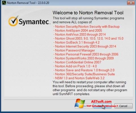 Petikan skrin Norton Removal Tool untuk Windows 7