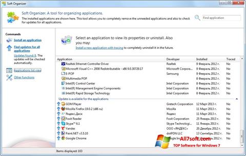 Petikan skrin Soft Organizer untuk Windows 7