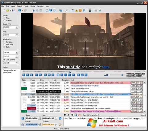 Petikan skrin Subtitle Workshop untuk Windows 7