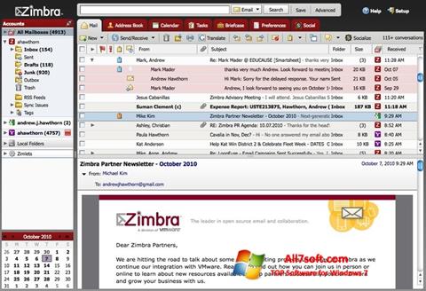 Petikan skrin Zimbra Desktop untuk Windows 7
