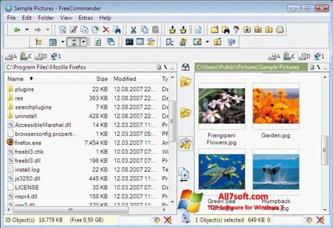 Petikan skrin FreeCommander untuk Windows 7