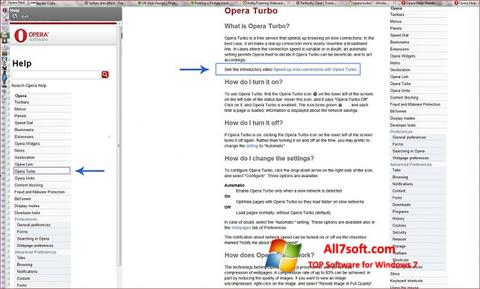 Petikan skrin Opera Turbo untuk Windows 7