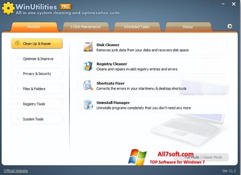 Petikan skrin WinUtilities Memory Optimizer untuk Windows 7