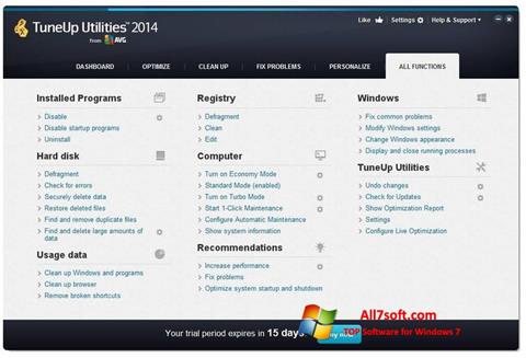 Petikan skrin TuneUp Utilities untuk Windows 7