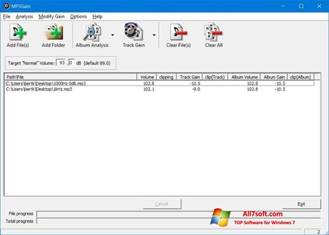 Petikan skrin MP3Gain untuk Windows 7