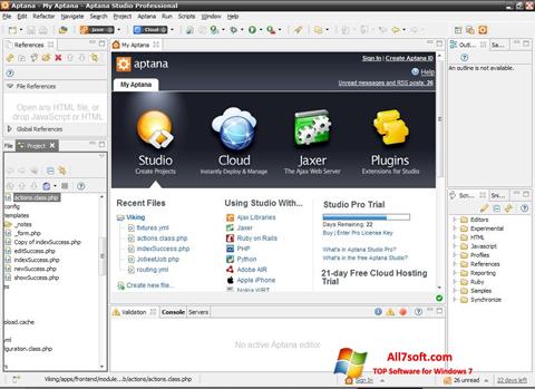 Petikan skrin Aptana Studio untuk Windows 7