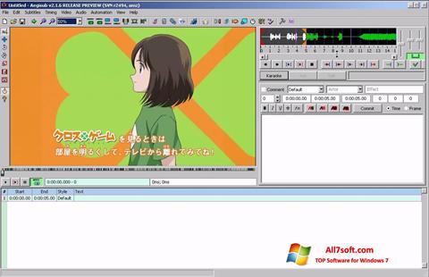 Petikan skrin Aegisub untuk Windows 7