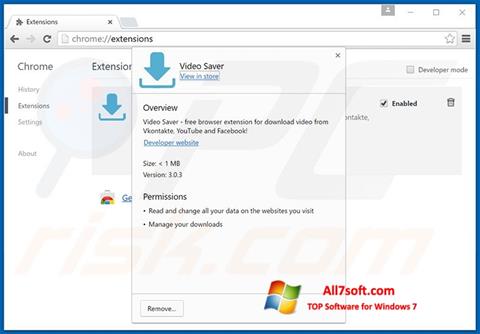Petikan skrin VideoSaver untuk Windows 7