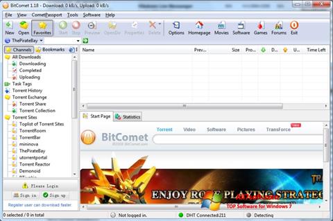 Petikan skrin BitComet untuk Windows 7