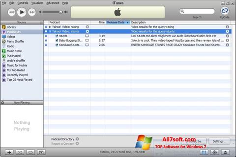 Petikan skrin iTunes untuk Windows 7