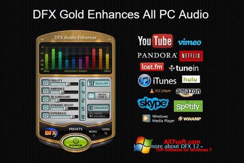 Petikan skrin DFX Audio Enhancer untuk Windows 7