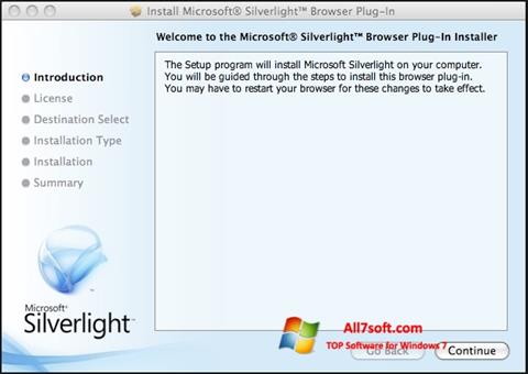 Petikan skrin Microsoft Silverlight untuk Windows 7