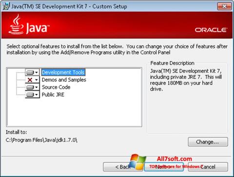 Petikan skrin Java SE Development Kit untuk Windows 7
