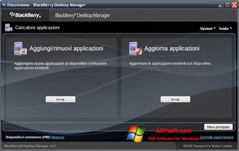 Petikan skrin BlackBerry Desktop Manager untuk Windows 7