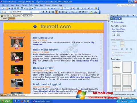 Petikan skrin Microsoft FrontPage untuk Windows 7