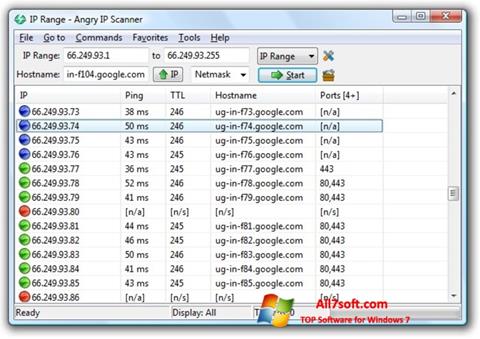 Petikan skrin Angry IP Scanner untuk Windows 7