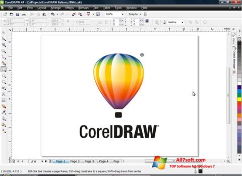 Petikan skrin CorelDRAW untuk Windows 7
