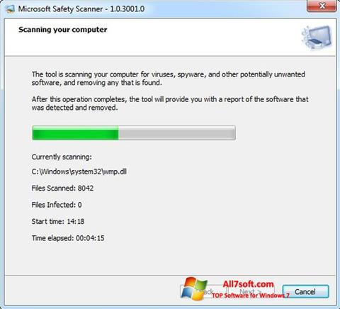 Petikan skrin Microsoft Safety Scanner untuk Windows 7