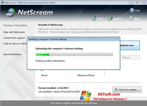 Petikan skrin NetScream untuk Windows 7