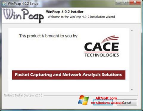 Petikan skrin WinPcap untuk Windows 7
