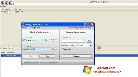 Petikan skrin Ammyy Admin untuk Windows 7