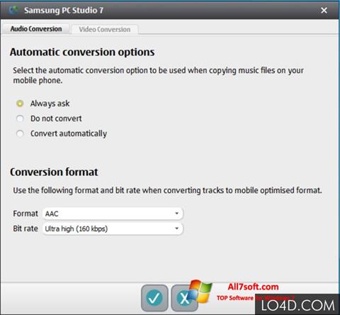 Petikan skrin Samsung PC Studio untuk Windows 7