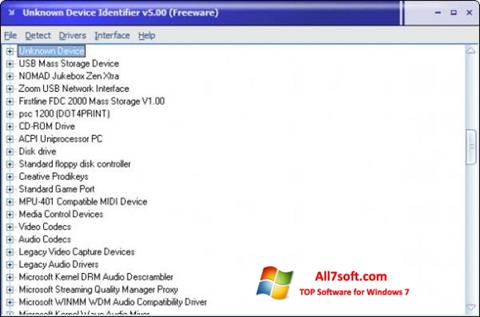 Petikan skrin Unknown Device Identifier untuk Windows 7