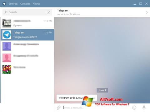 Petikan skrin Telegram Desktop untuk Windows 7