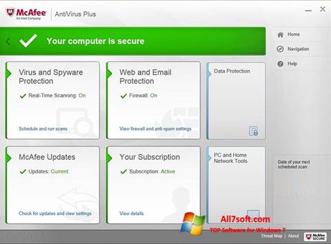 Petikan skrin McAfee AntiVirus Plus untuk Windows 7