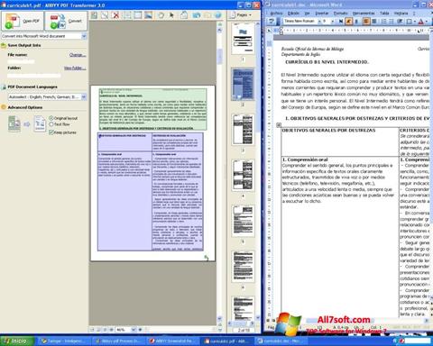 Petikan skrin ABBYY PDF Transformer untuk Windows 7